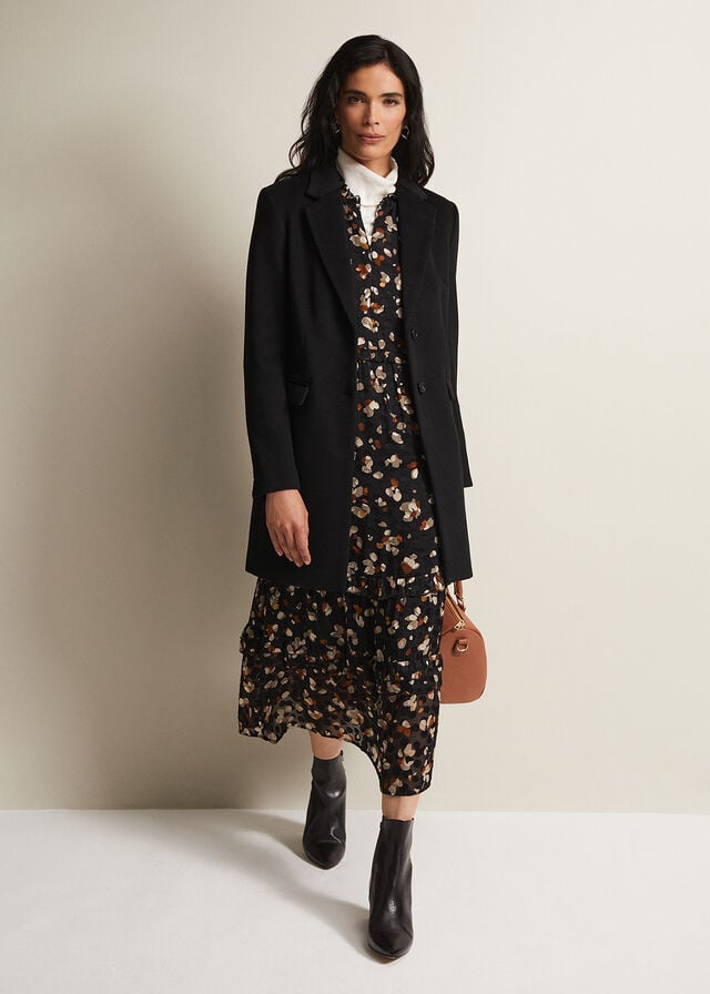 Black Phase Eight Lydia Wool Smart Coats | 5023BLDGC