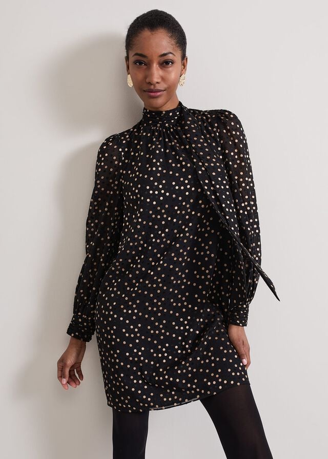 Black Phase Eight Mabel Dotty Swing Dress | 5429JQAIZ