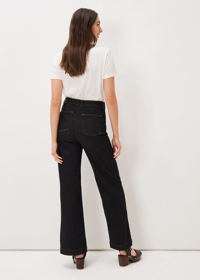 Black Phase Eight Magsie Wide Leg Jeans | 8134QDVHB