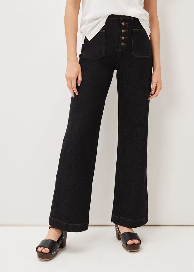 Black Phase Eight Magsie Wide Leg Jeans | 8134QDVHB