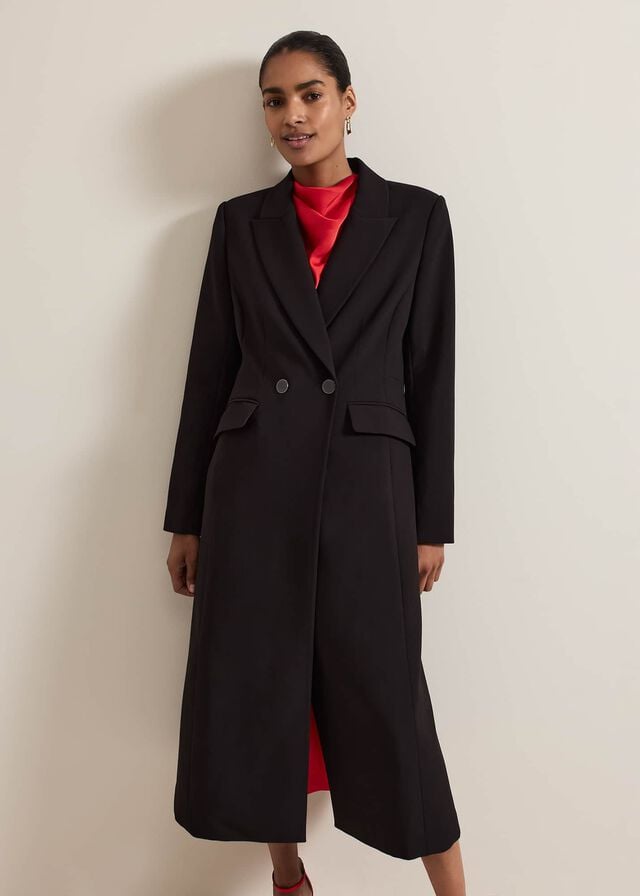 Black Phase Eight Maya Fitted Crepe Coats | 5297IXHYL