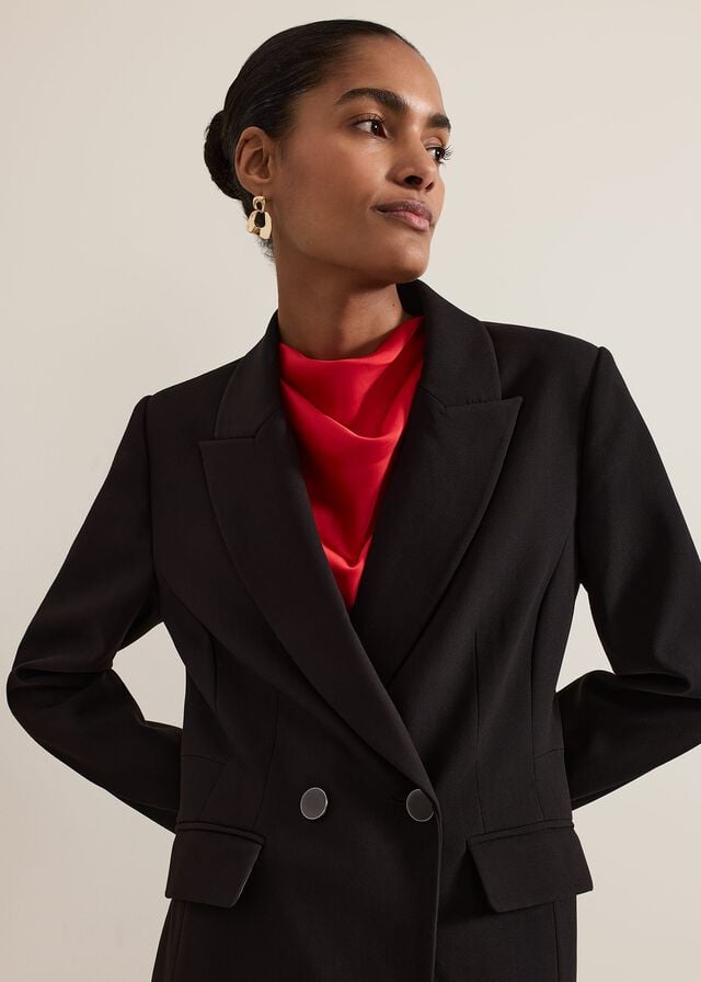 Black Phase Eight Maya Fitted Crepe Coats | 5297IXHYL