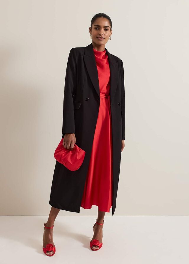 Black Phase Eight Maya Fitted Crepe Coats | 5297IXHYL