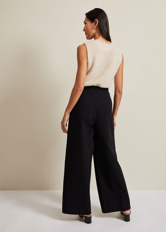 Black Phase Eight Mila Ponte Wide Legs Trousers | 2673YJINS