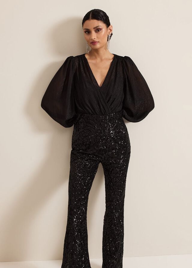 Black Phase Eight Milena Sequin Jumpsuit | 7593ZBYFR