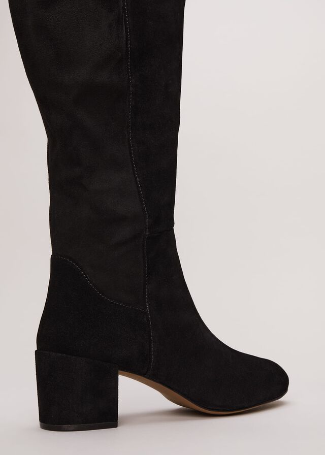 Black Phase Eight Milly Leather Knee High Boots | 2864BWFNO