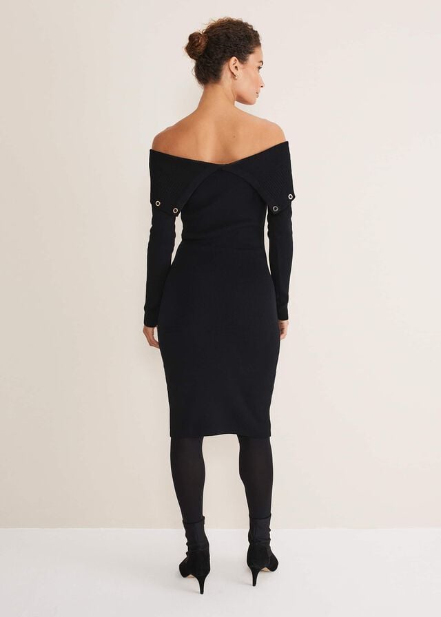 Black Phase Eight Mirelle Bodycon Bardot Dress | 9145KOBJE