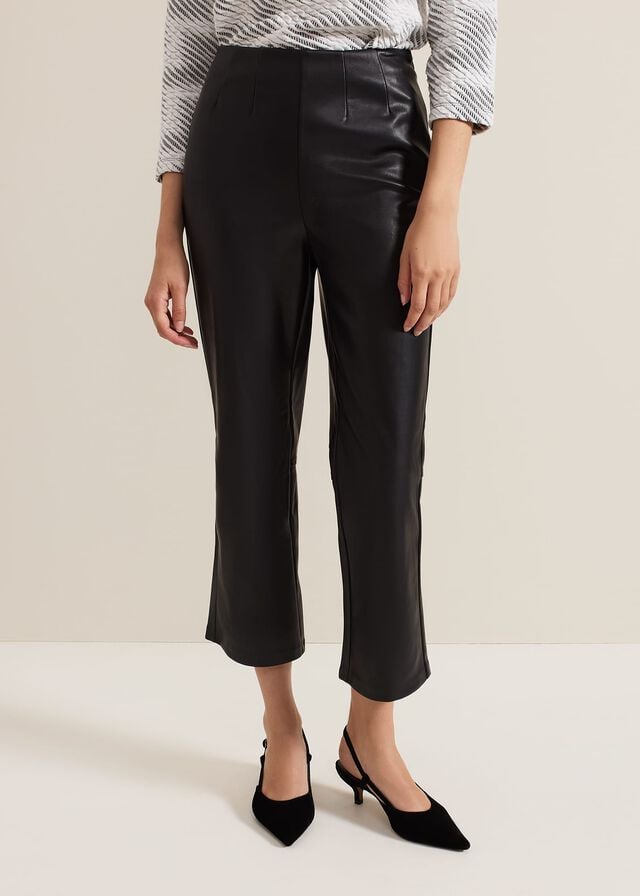 Black Phase Eight Mya Pu Crops Trousers | 1273FTAJZ