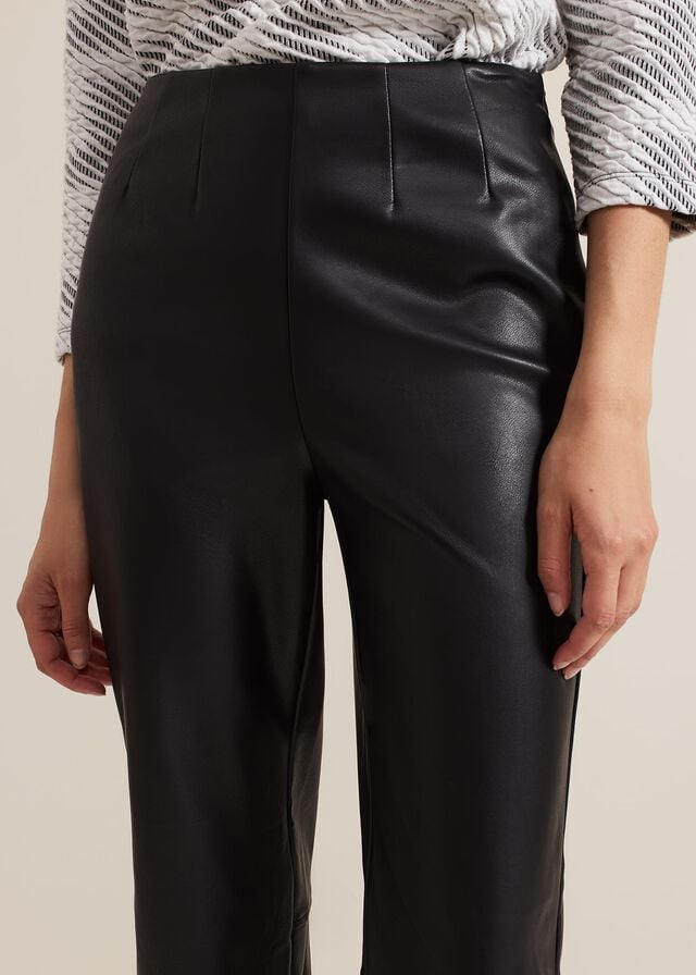 Black Phase Eight Mya Pu Crops Trousers | 1273FTAJZ