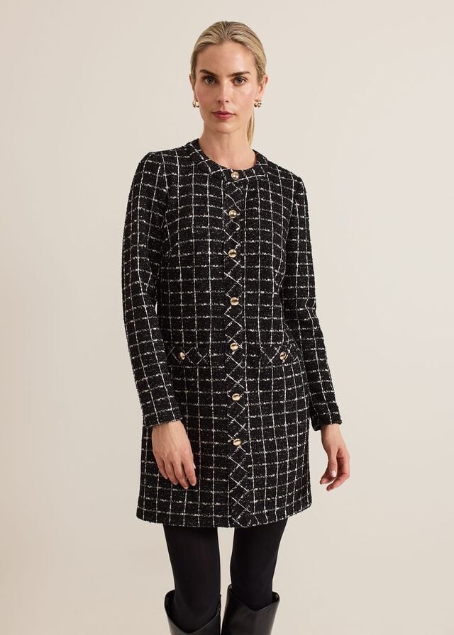 Black Phase Eight Mylee Tweed Tunic Dress | 1470NDPYA