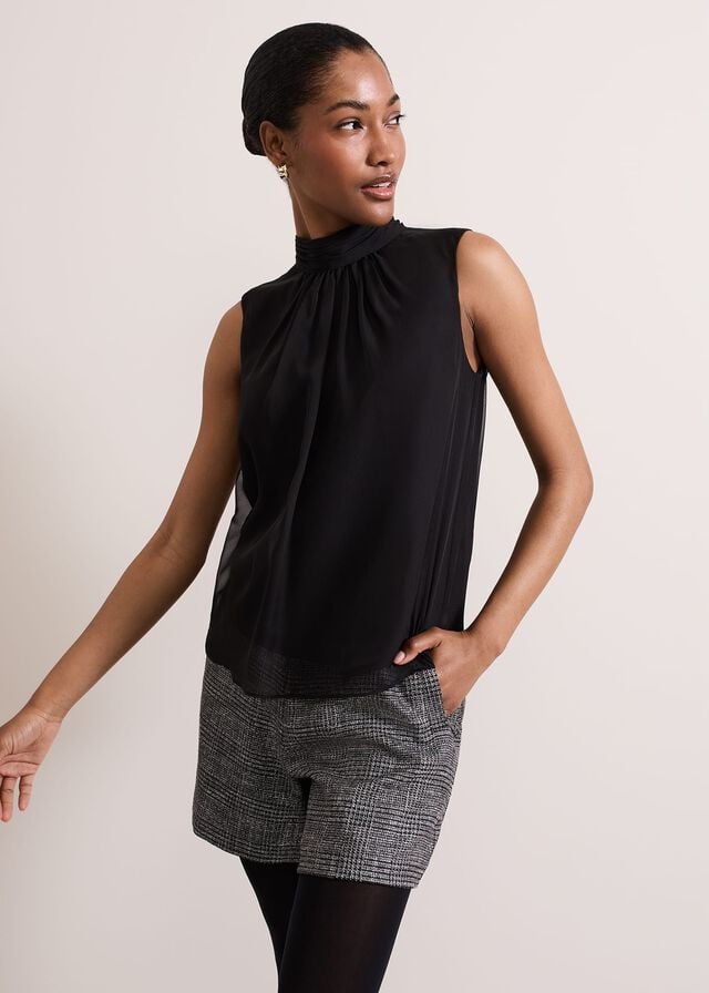 Black Phase Eight Nella High Neck Shirts | 8632WNSCV