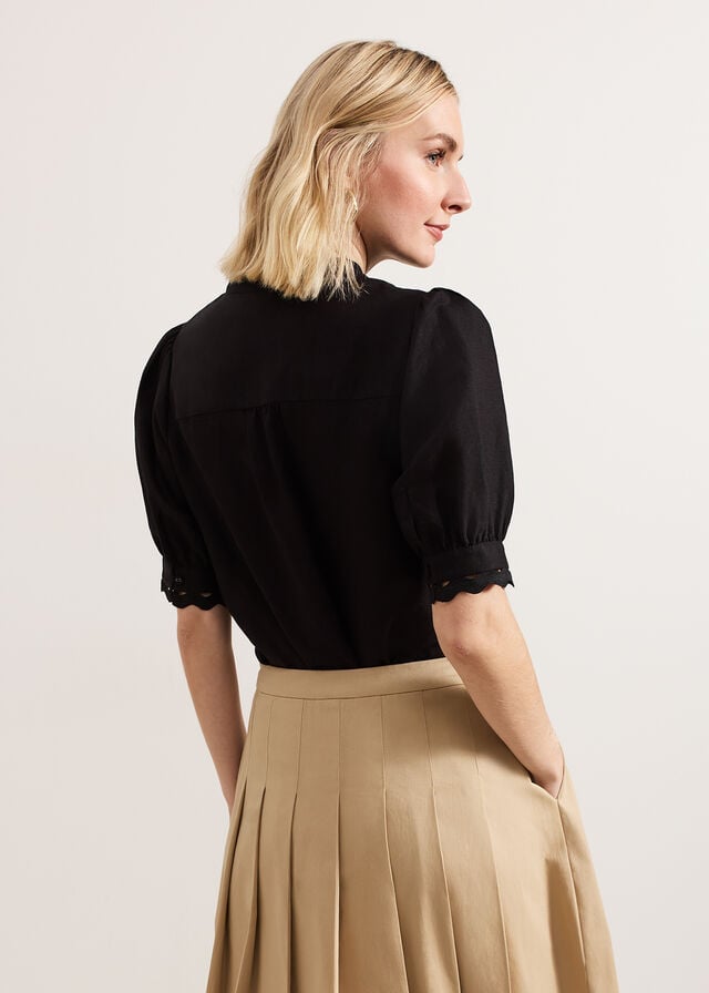 Black Phase Eight Ottilie Linen Shirts | 4789YQFXR