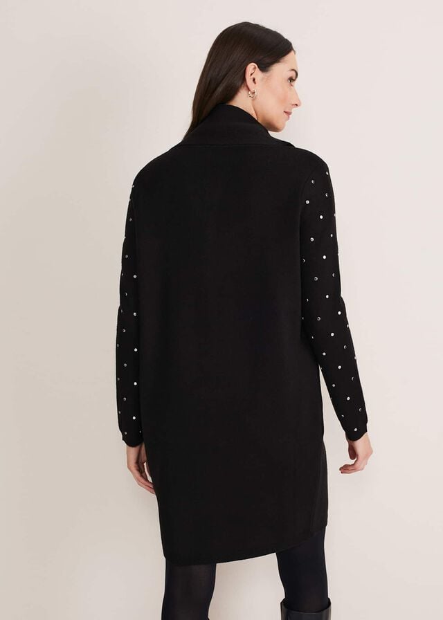 Black Phase Eight Paloma Stud Sleeve Coats | 2108HIZPG