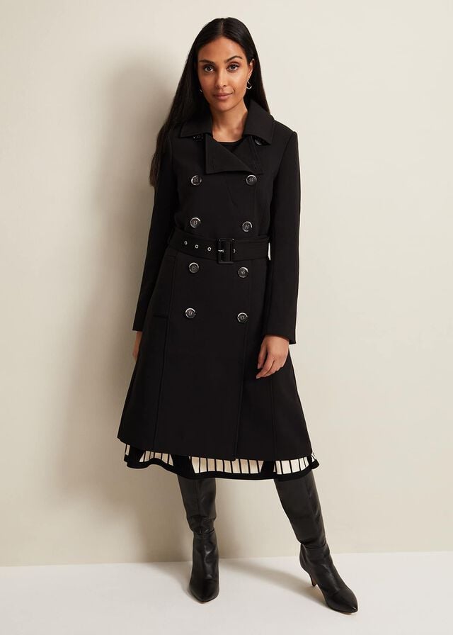 Black Phase Eight Petite Layana Smart Trench Coats | 7905WNPIC