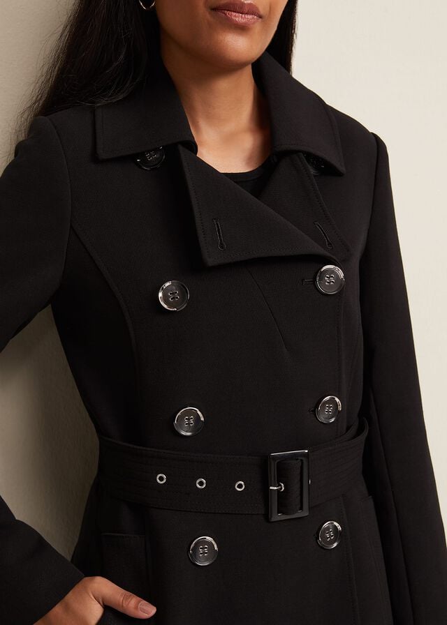 Black Phase Eight Petite Layana Smart Trench Coats | 7905WNPIC