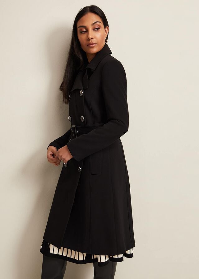 Black Phase Eight Petite Layana Smart Trench Coats | 7905WNPIC