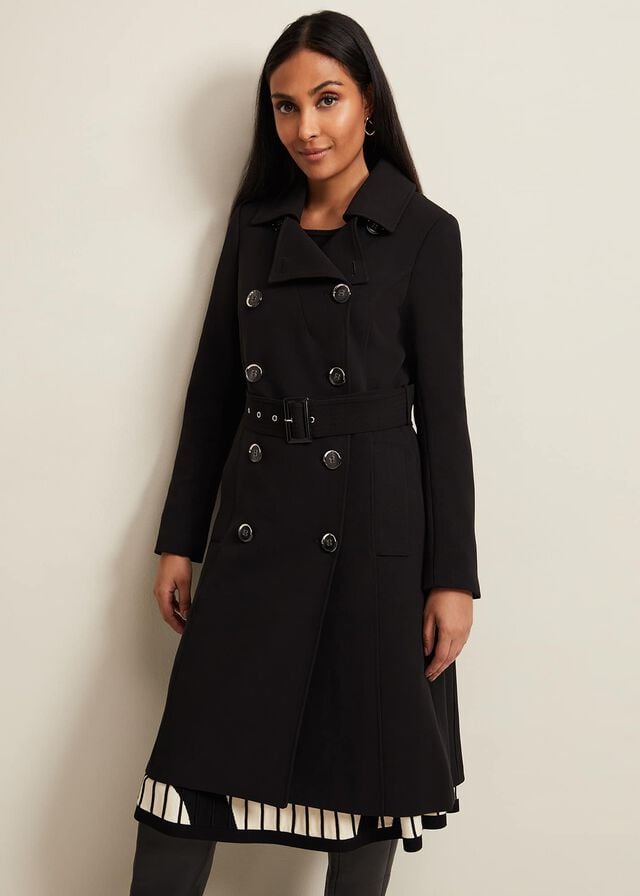 Black Phase Eight Petite Layana Smart Trench Coats | 7905WNPIC