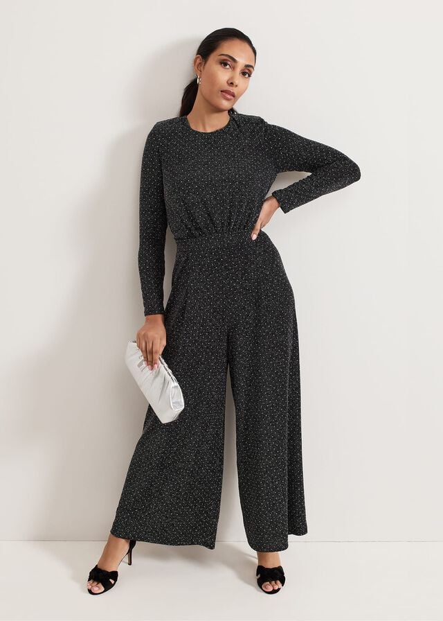 Black Phase Eight Petite Sasha Sparkle Jumpsuit | 7061PDBJG