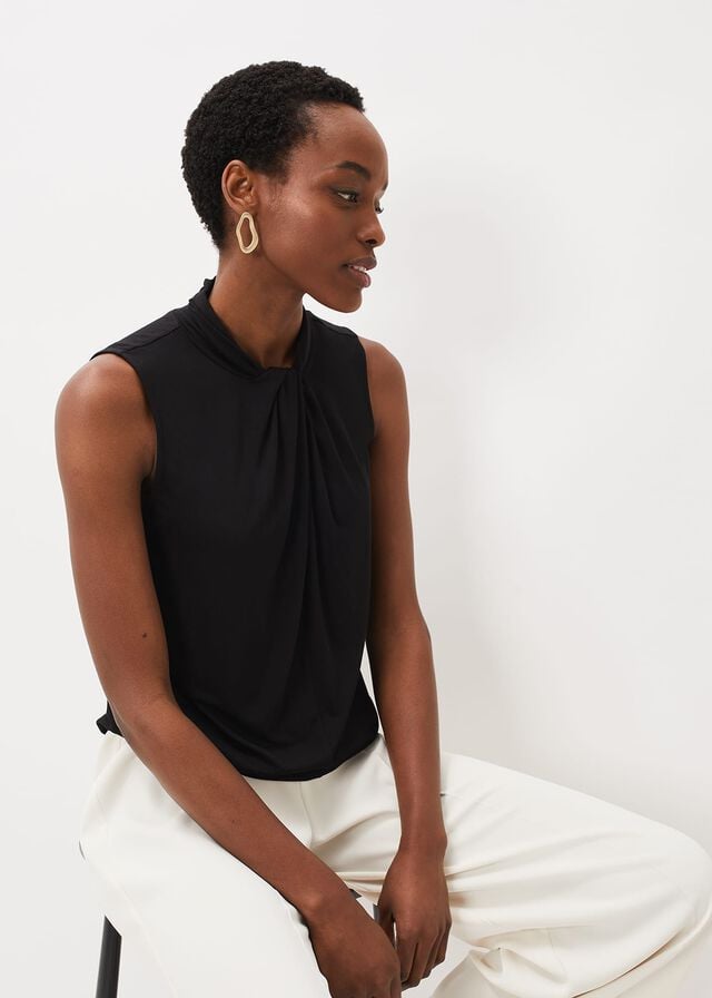 Black Phase Eight Reign Twist Neck Shirts | 1492HJFNI