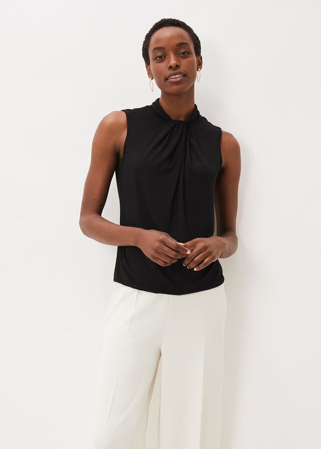 Black Phase Eight Reign Twist Neck Shirts | 1492HJFNI