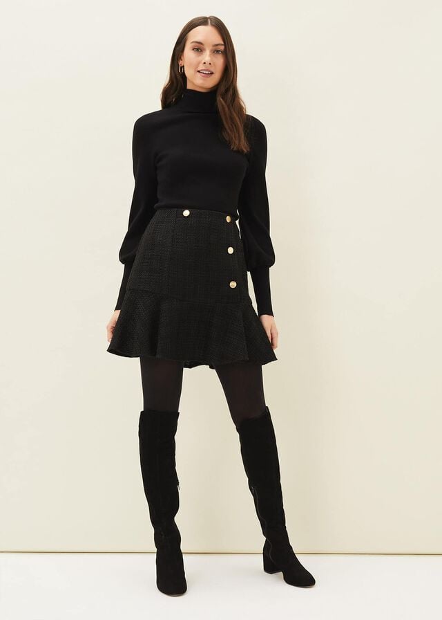 Black Phase Eight Ren Tweed Skirts | 7523IGFVC