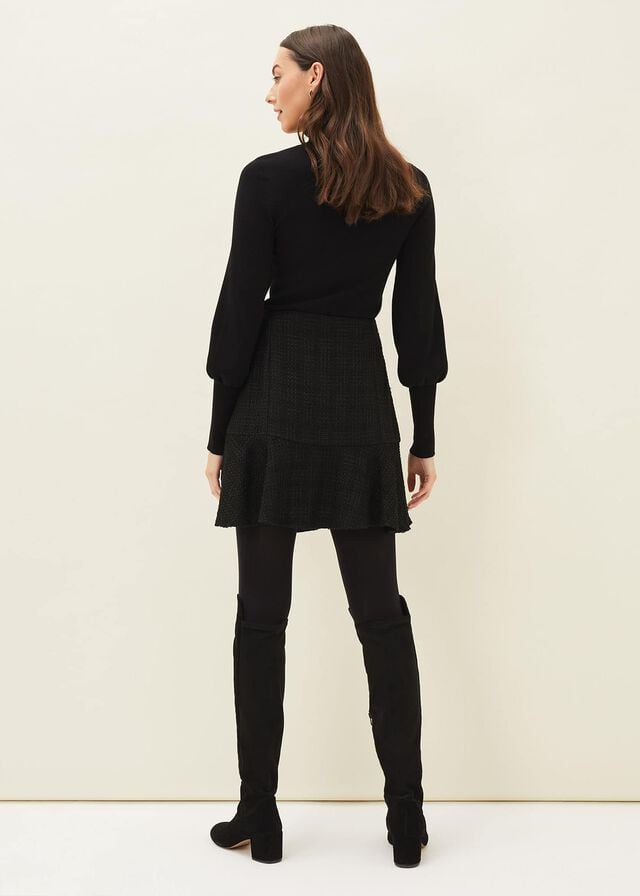 Black Phase Eight Ren Tweed Skirts | 7523IGFVC