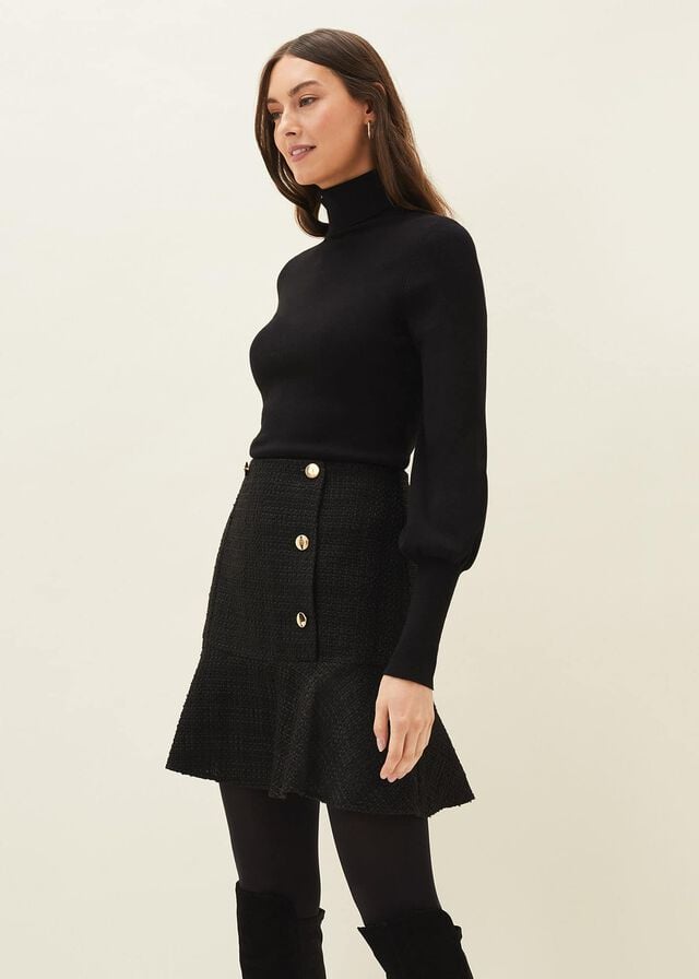 Black Phase Eight Ren Tweed Skirts | 7523IGFVC