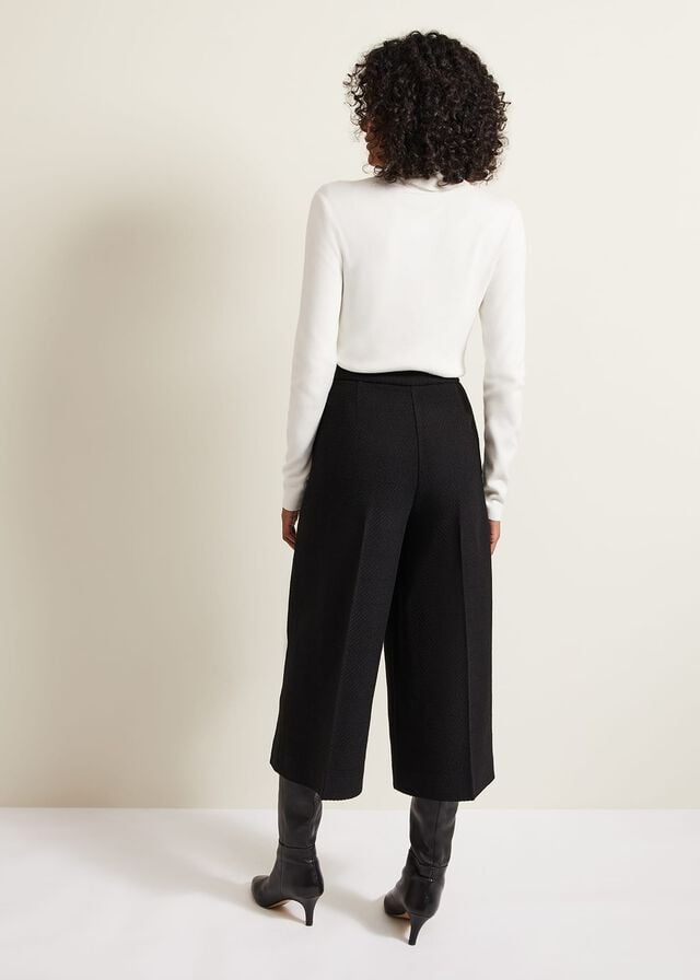 Black Phase Eight Ripley Boucle Culotte Trousers | 0571ZEIYH