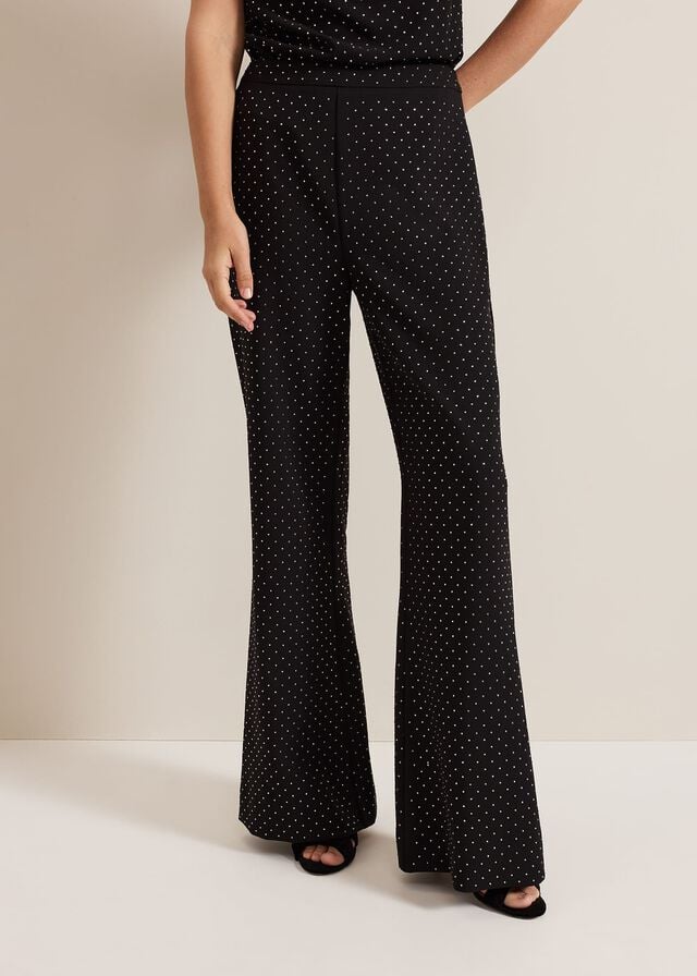 Black Phase Eight Samantha Hotfix Tailored Trousers | 1302YAZSQ