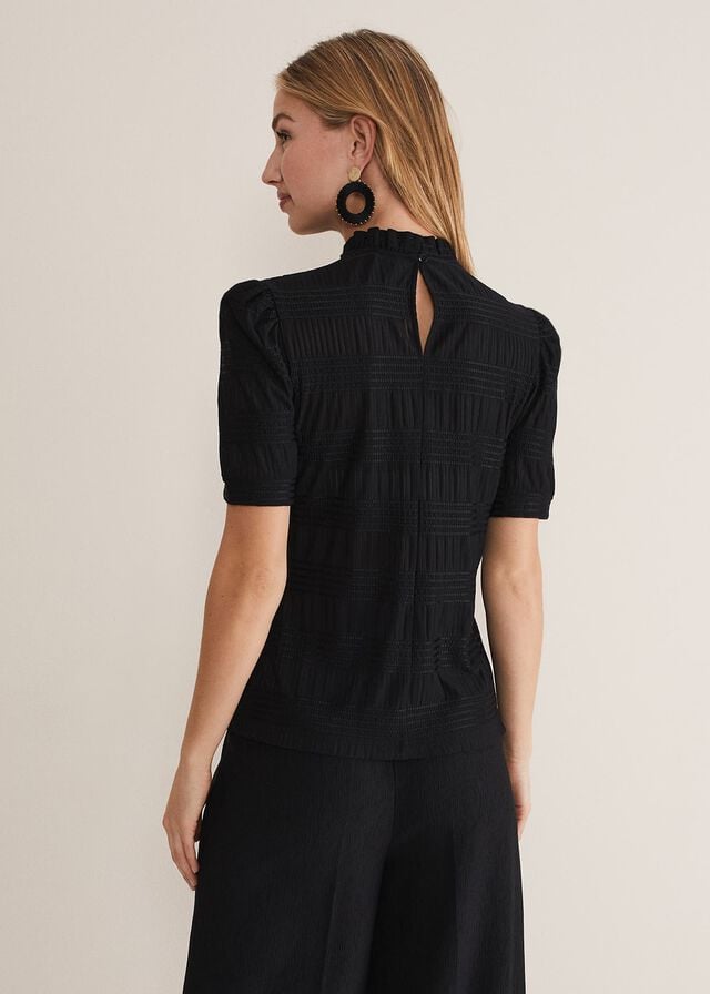 Black Phase Eight Samiha Textured Shirts | 7102ZDWJR