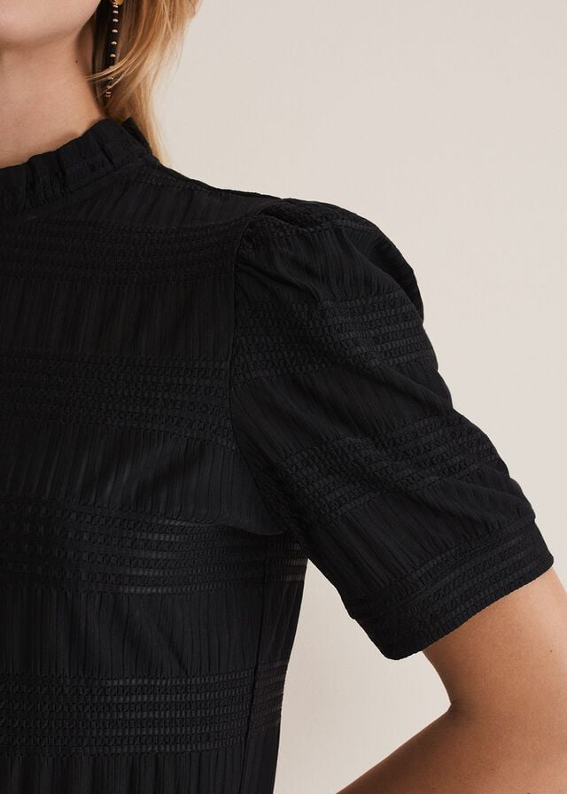 Black Phase Eight Samiha Textured Shirts | 7102ZDWJR