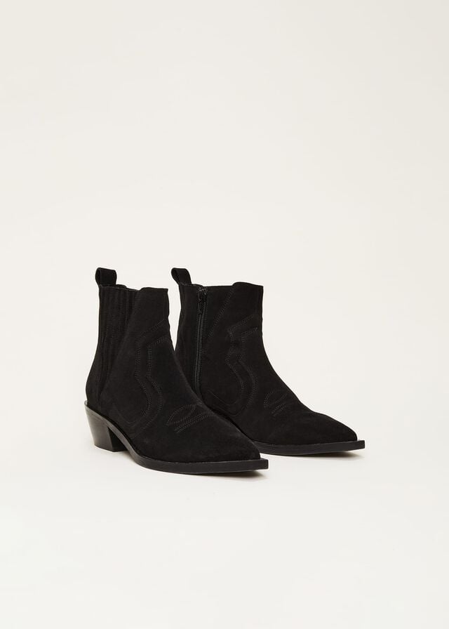 Black Phase Eight Stitch Detail Suede Boots | 2103DWNQU