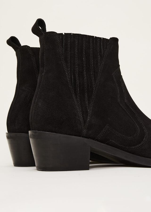 Black Phase Eight Stitch Detail Suede Boots | 2103DWNQU