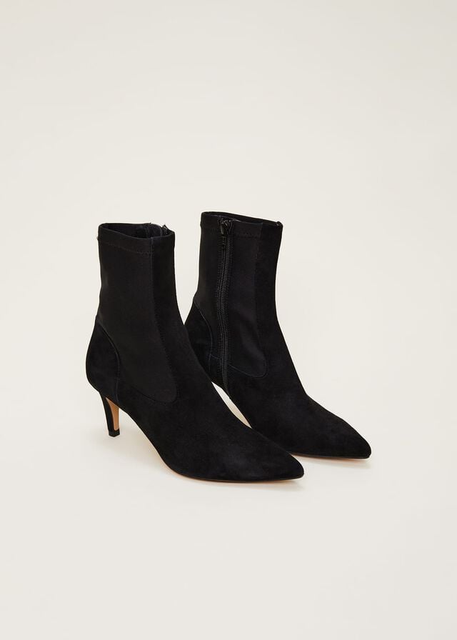 Black Phase Eight Suede Sock Boots | 6910TRJPQ