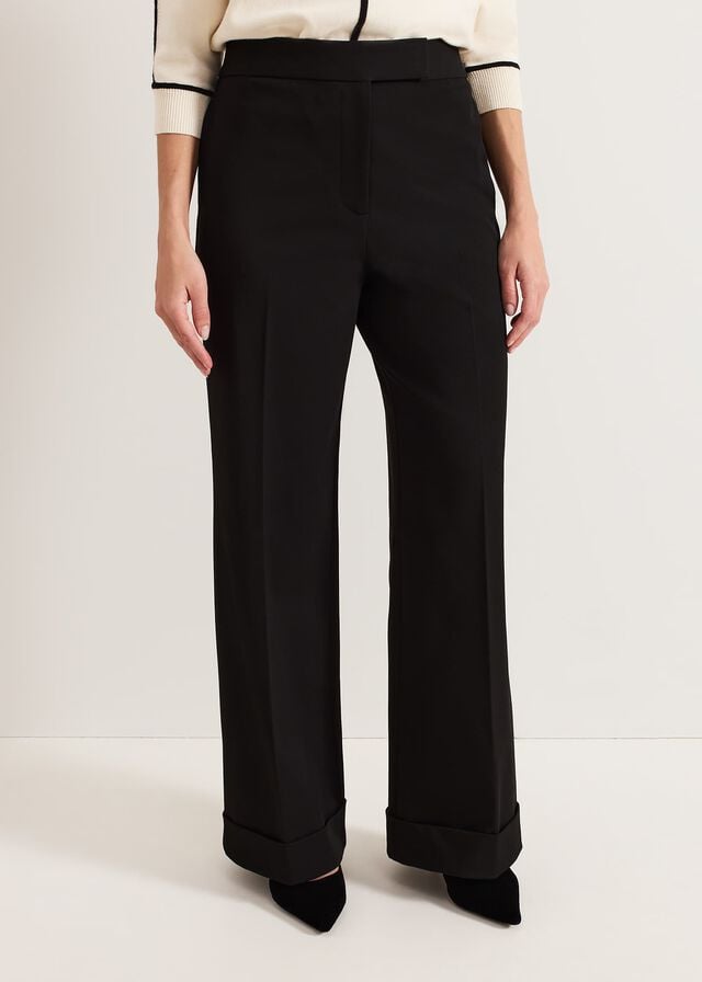 Black Phase Eight Trixie Turn Up Hem Trousers | 5214CTPZK