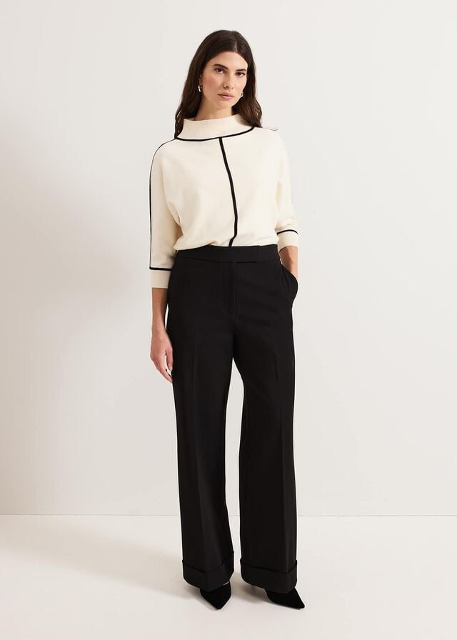 Black Phase Eight Trixie Turn Up Hem Trousers | 5214CTPZK