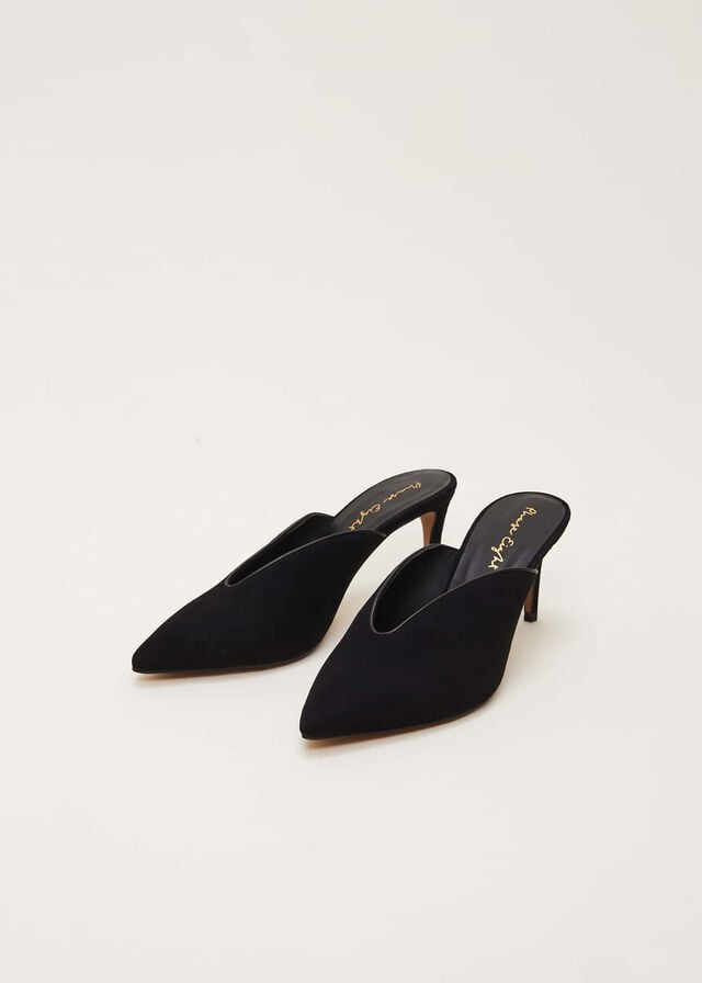 Black Phase Eight V Front Mule Flats | 8961VPTYI