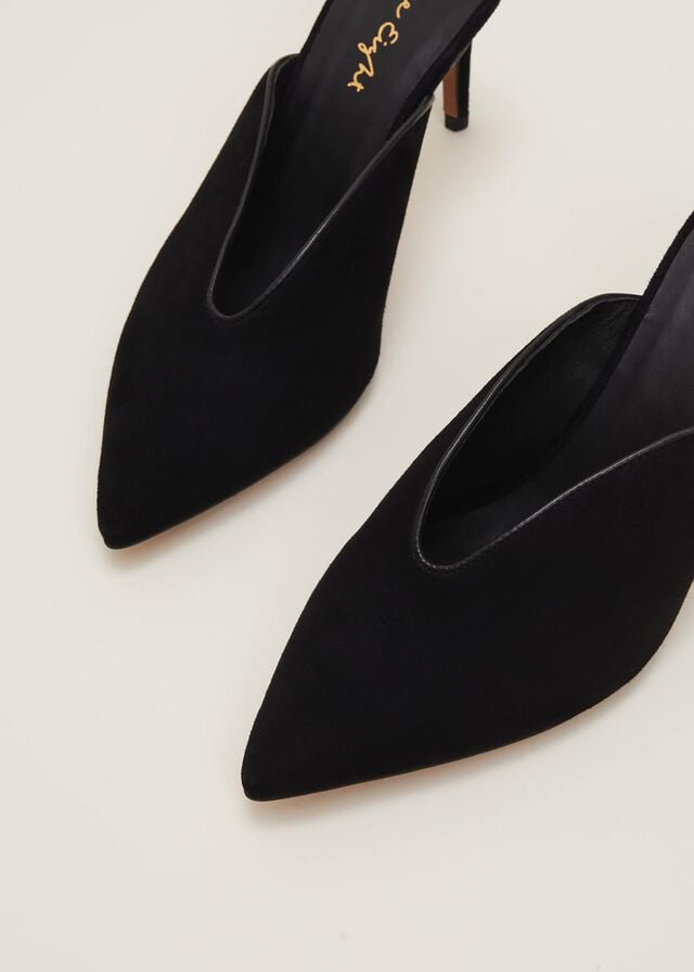 Black Phase Eight V Front Mule Flats | 8961VPTYI