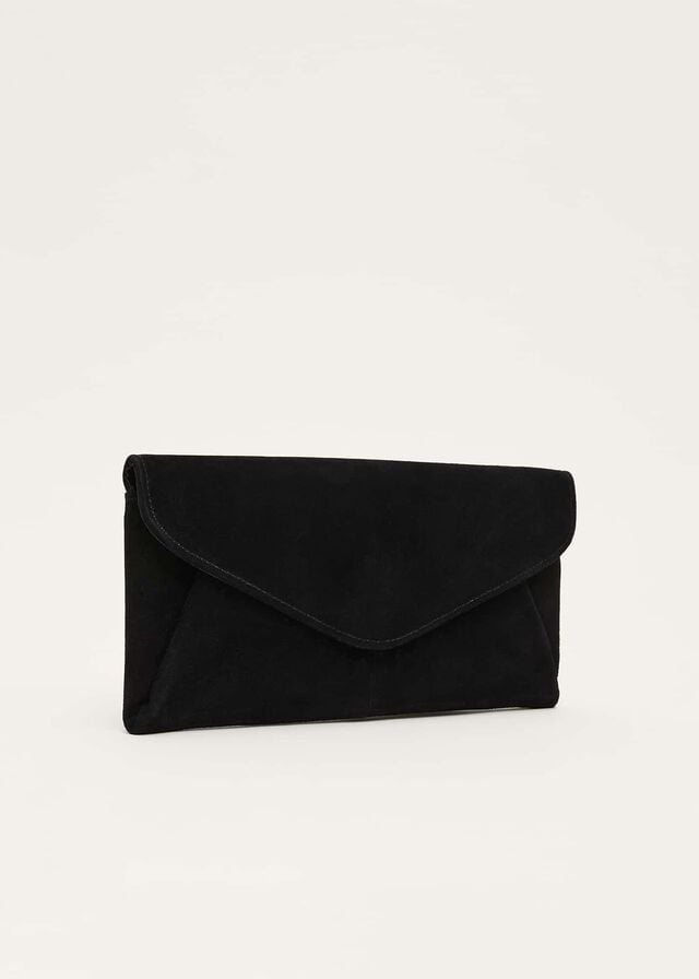 Black Phase Eight Wendie Suede Envelope Bags | 0356QSINY