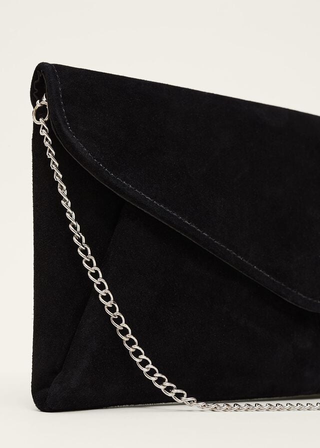 Black Phase Eight Wendie Suede Envelope Bags | 0356QSINY