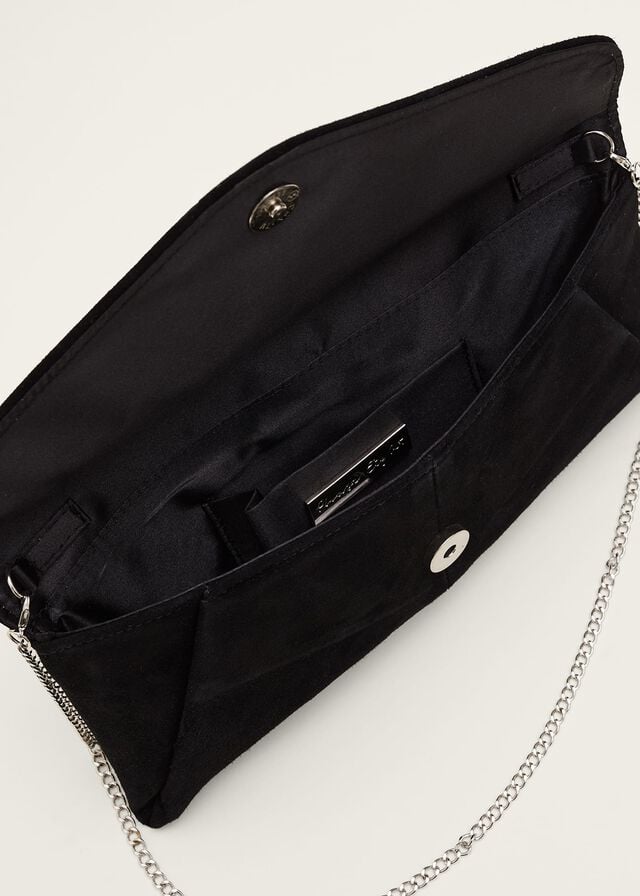 Black Phase Eight Wendie Suede Envelope Bags | 0356QSINY