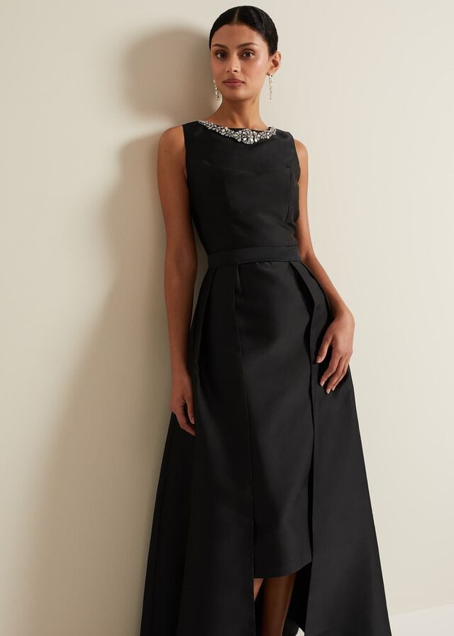 Black Phase Eight Yisanne Satin Embellished Dress | 7834MWPTU