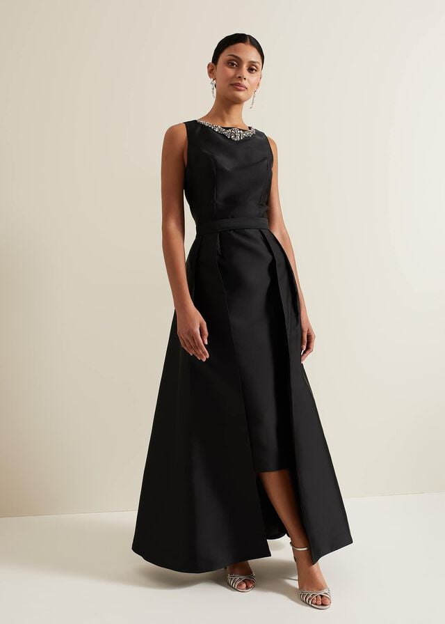 Black Phase Eight Yisanne Satin Embellished Dress | 7834MWPTU