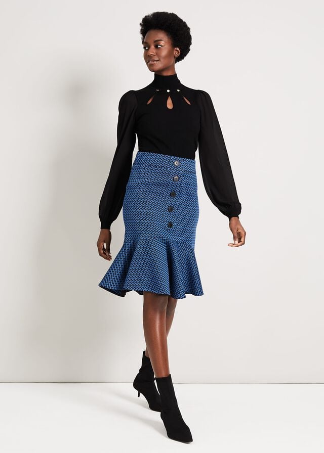 Black / Blue Phase Eight Sabri Tweed Skirts | 0465IFUKA