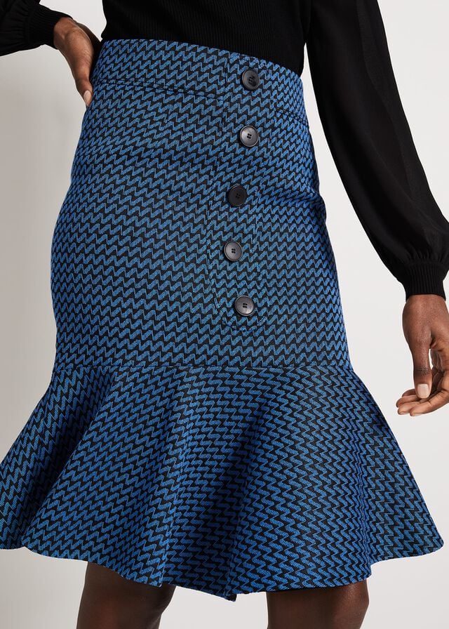 Black / Blue Phase Eight Sabri Tweed Skirts | 0465IFUKA