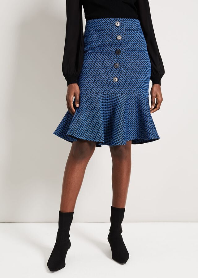 Black / Blue Phase Eight Sabri Tweed Skirts | 0465IFUKA