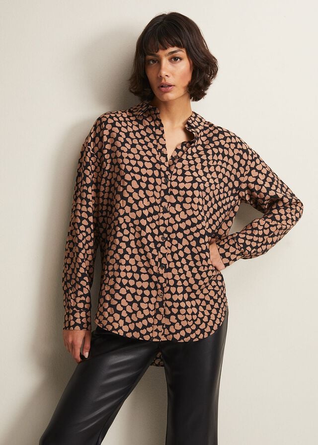 Black / Brown Phase Eight Darcie Heart Shirts | 4586SCMWJ