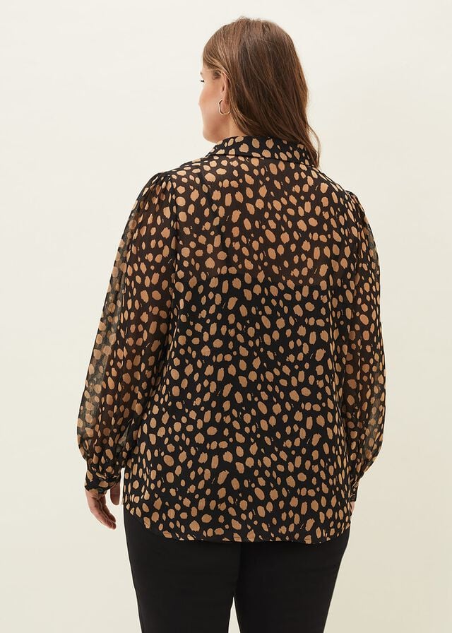 Black / Brown Phase Eight Millie Spot Shirts | 5819CPTLE