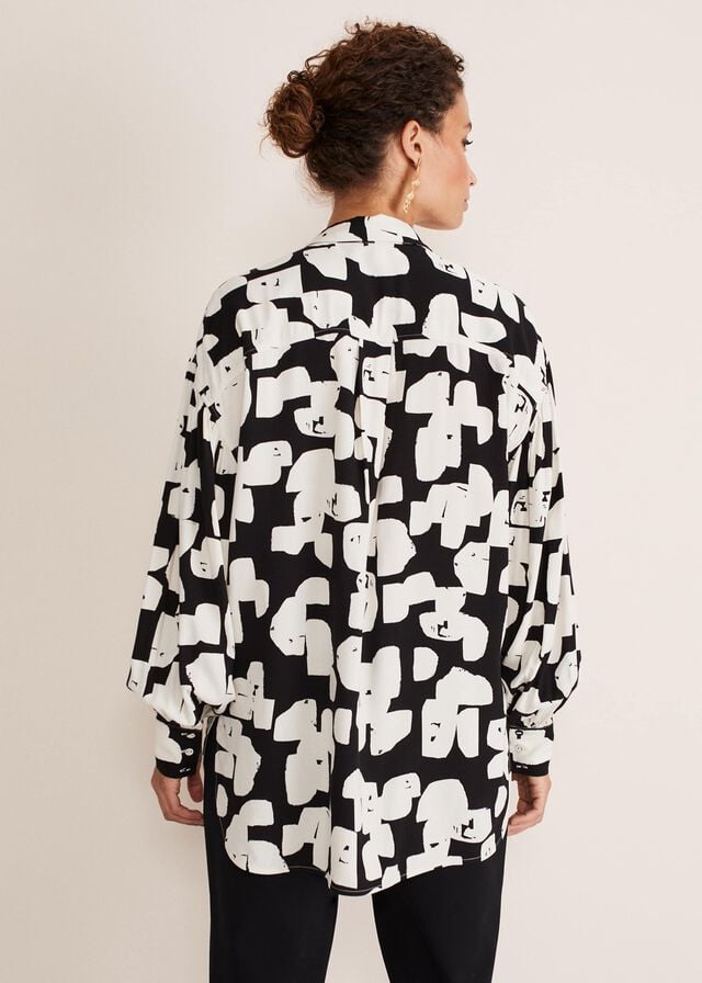 Black / Cream Phase Eight Luana Geo Print Shirts | 3892DGHYR