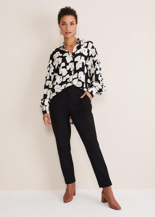 Black / Cream Phase Eight Luana Geo Print Shirts | 3892DGHYR